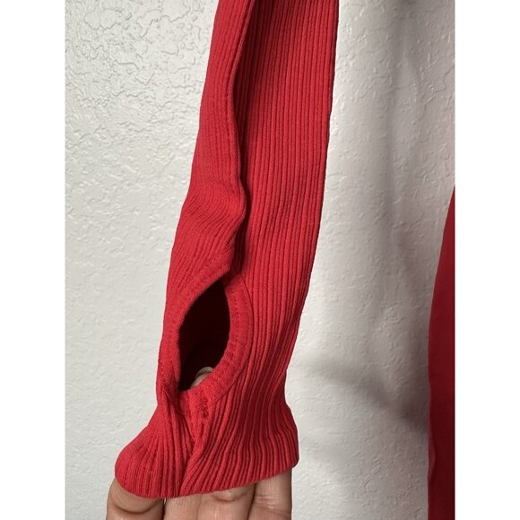 Free People Movement Red Good Karma L Sleeve Jumpsuit Bodysuit Thumbholes XS/S - Picture 4 of 7